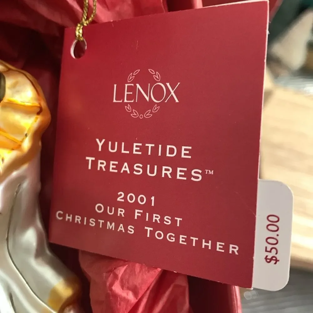 Lenox 2001 Yuletide Treasures Our First‎ Christmas Together Blown Glass Ornament